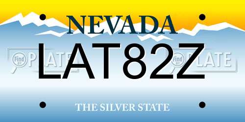 LAT82Z Nevada License Plate