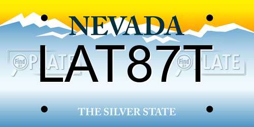 LAT87T Nevada License Plate