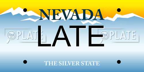 LATE Nevada License Plate