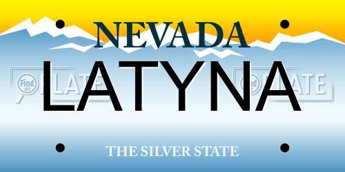 LATYNA Nevada License Plate