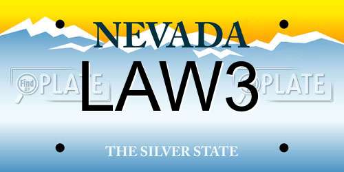LAW3 Nevada License Plate