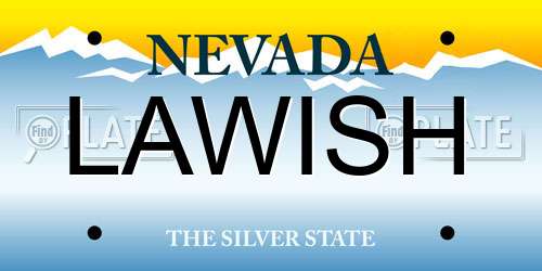 LAWISH Nevada License Plate