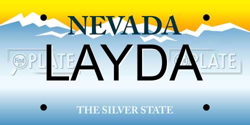 LAYDA Nevada License Plate