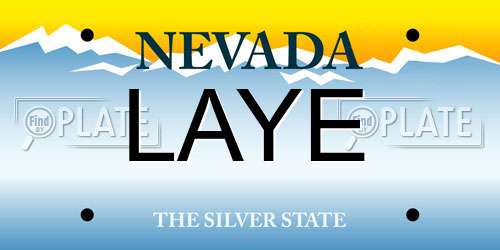 LAYE Nevada License Plate