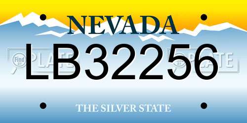 LB32256 Nevada License Plate