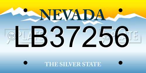 LB37256 Nevada License Plate