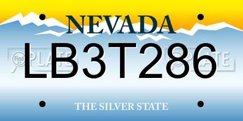 LB3T286 Nevada License Plate