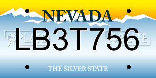LB3T756 Nevada License Plate