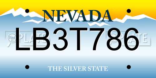 LB3T786 Nevada License Plate