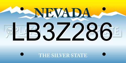 LB3Z286 Nevada License Plate