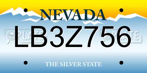 LB3Z756 Nevada License Plate