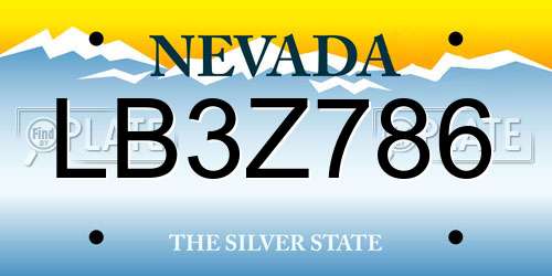 LB3Z786 Nevada License Plate
