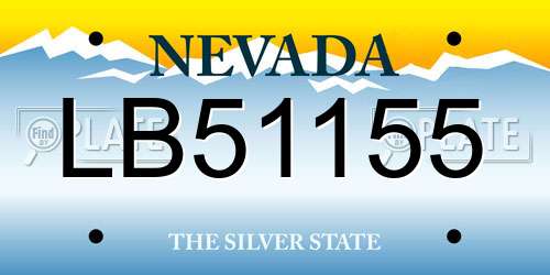 LB51155 Nevada License Plate