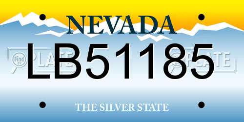 LB51185 Nevada License Plate