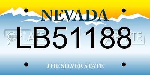 LB51188 Nevada License Plate