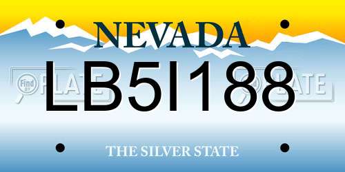 LB5I188 Nevada License Plate