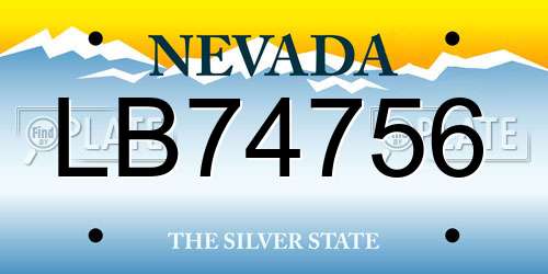 LB74756 Nevada License Plate