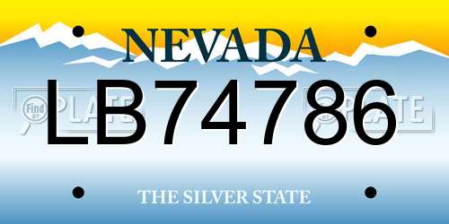 LB74786 Nevada License Plate
