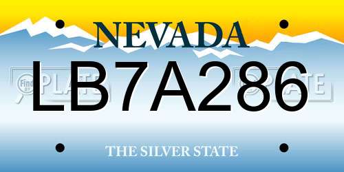 LB7A286 Nevada License Plate