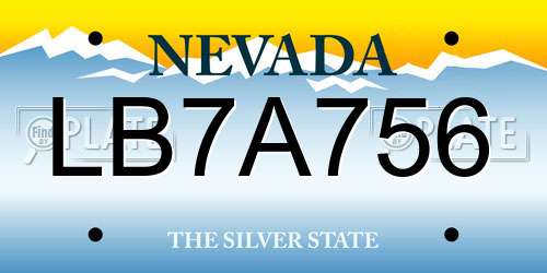 LB7A756 Nevada License Plate
