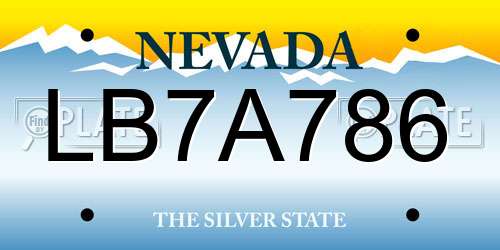 LB7A786 Nevada License Plate