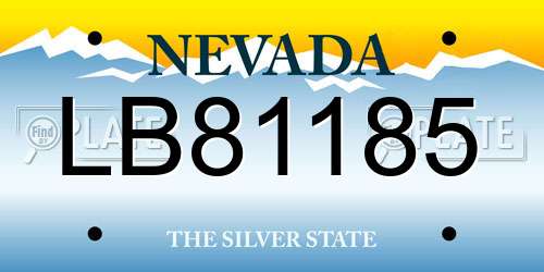 LB81185 Nevada License Plate