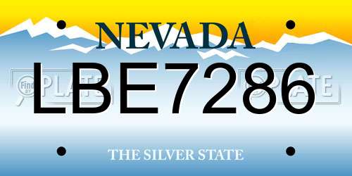LBE7286 Nevada License Plate
