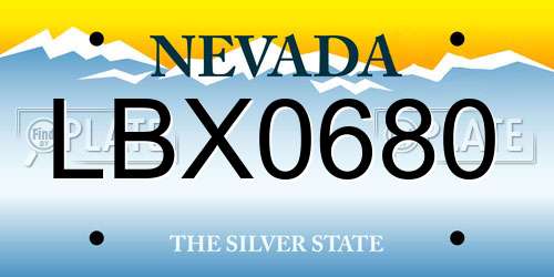 LBX0680 Nevada License Plate