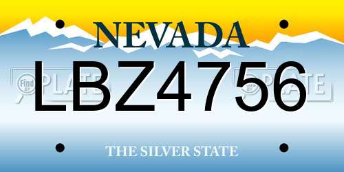 LBZ4756 Nevada License Plate