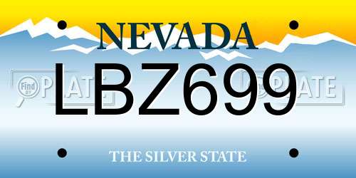 LBZ699 Nevada License Plate