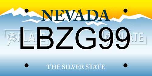 LBZG99 Nevada License Plate