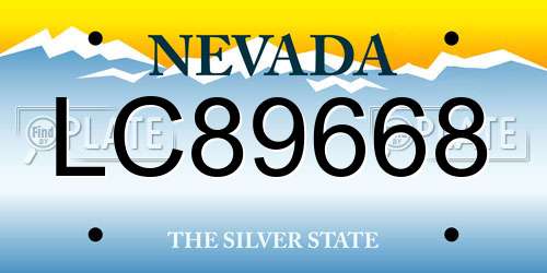 LC89668 Nevada License Plate