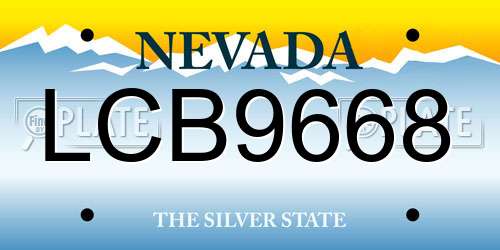 LCB9668 Nevada License Plate