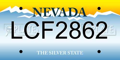 LCF2862 Nevada License Plate