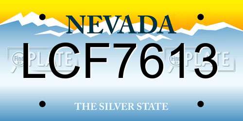 LCF7613 Nevada License Plate