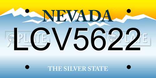 LCV5622 Nevada License Plate