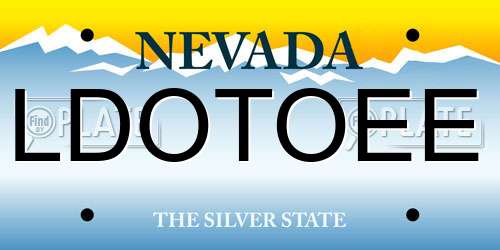 LDOTOEE Nevada License Plate