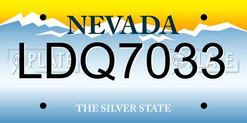 LDQ7033 Nevada License Plate