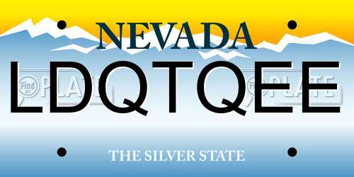LDQTQEE Nevada License Plate