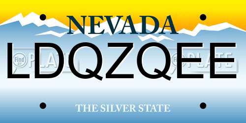 LDQZQEE Nevada License Plate