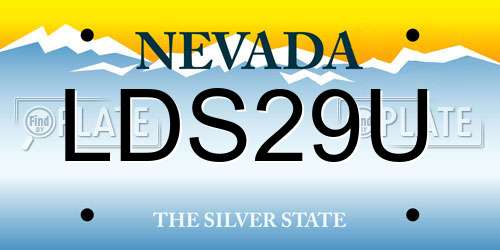 LDS29U Nevada License Plate