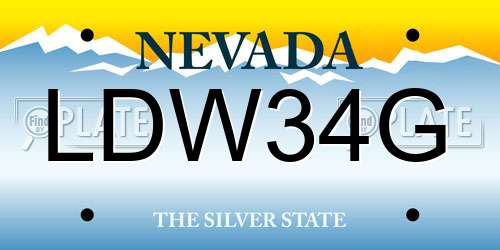 LDW34G Nevada License Plate