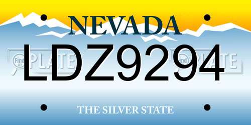 LDZ9294 Nevada License Plate
