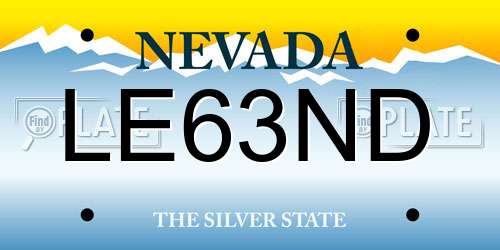 LE63ND Nevada License Plate