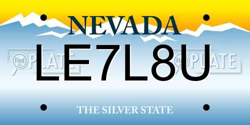 LE7L8U Nevada License Plate