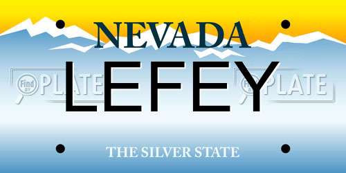 LEFEY Nevada License Plate