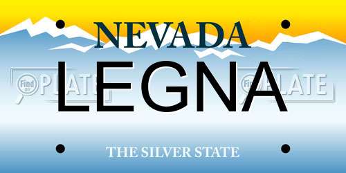 LEGNA Nevada License Plate