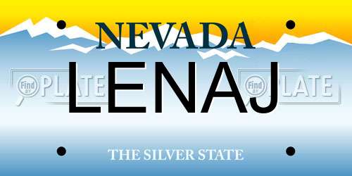 LENAJ Nevada License Plate