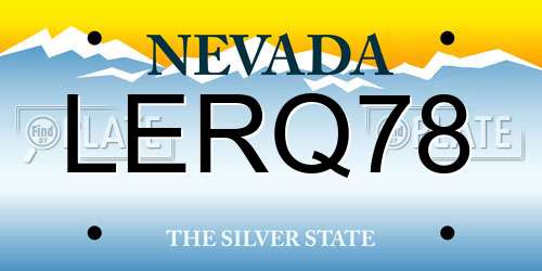 LERQ78 Nevada License Plate