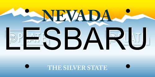LESBARU Nevada License Plate